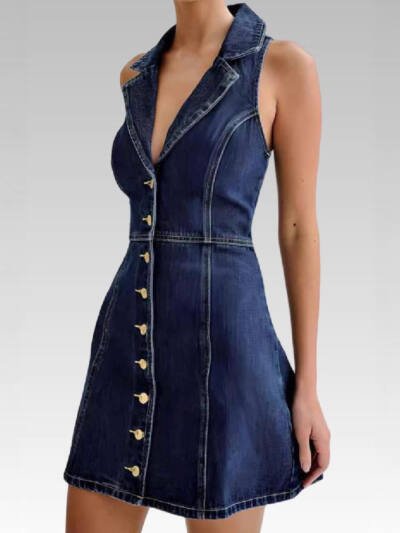 Summer Tea Dress With A Neck-strap For Women