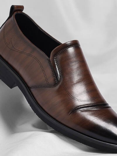 Mens Plus-Size Vintage Business Slip-On Leather Shoes