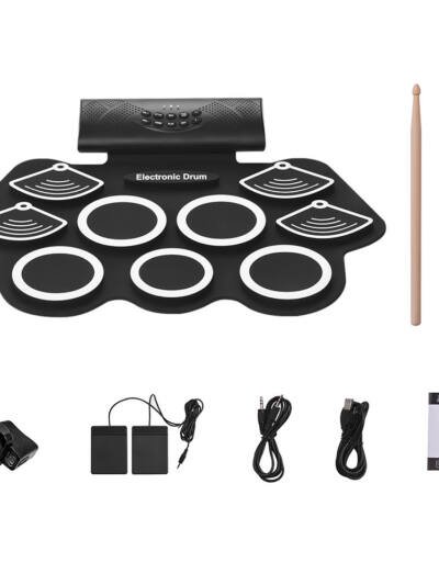 Foldable silicone hand roll electric drum