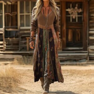 Retro Casual Plaid Womens Elegant Long-sleeve Dress