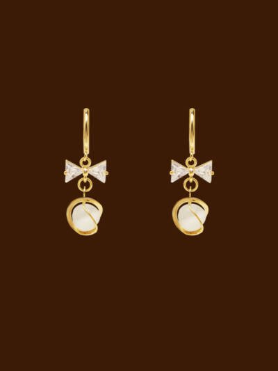 Simple And Niche Long Temperament Opal Ear Clip