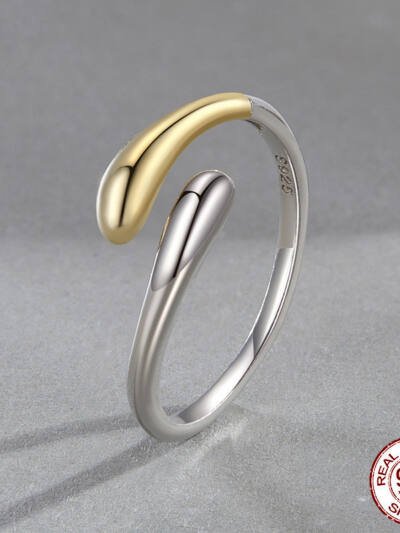 S925 Sterling Silver European And American Color Separation Electroplated Water Drop Open Ring For Women