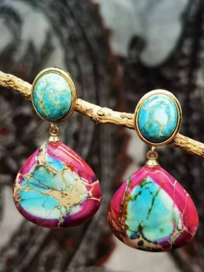 Natural Stone Emperor Stone Drop-shaped Earrings