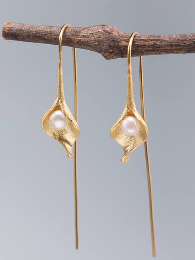 S925 Silver Pearl Ancient Style Lady Style Flower Earrings