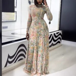 Womens Clothing Figure-hugging Slimming A-line Skirt With A High Neck And Long Dress