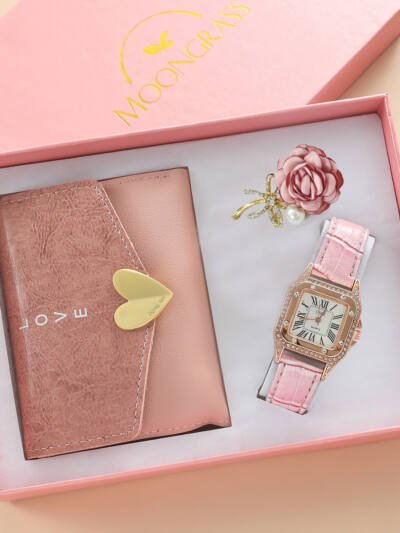 Ladies' Wallet Belt Brooch Watch Gift Set
