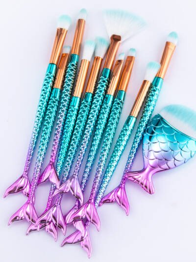 11pcs Makeup Brushes Kit Maquiagem Maquillaje New Mermaid Foundation Eyebrow Eyeliner Cosmetic Makeup Brushes