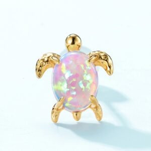 Ocean Series Small Turtle Synthetic Opal Earrings