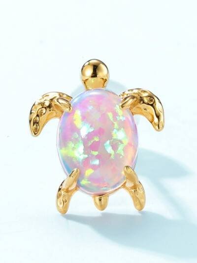 Ocean Series Small Turtle Synthetic Opal Earrings