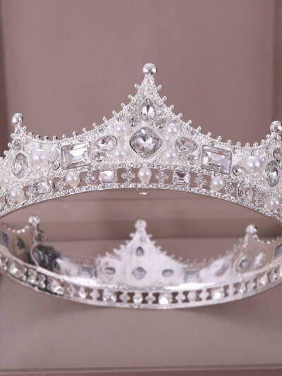 Women's Full Circle Rhinestone Pearl Crown Headband