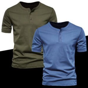 Mens Casual Crew-Neck Short-Sleeve Solid-Color T-Shirt