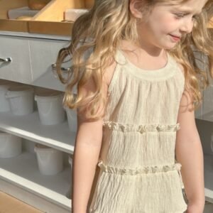 Round Neck Sleeveless Top Baggy Straight Trousers Two-piece Set