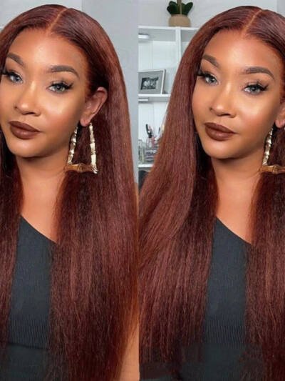 Medium Split Fluffy Brown Long Straight Hair