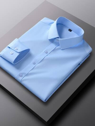 Mens Slim-Fit Solid-Color Work Shirt From Europe And The US