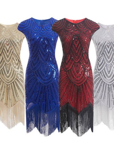 Fringed braid sequin dress