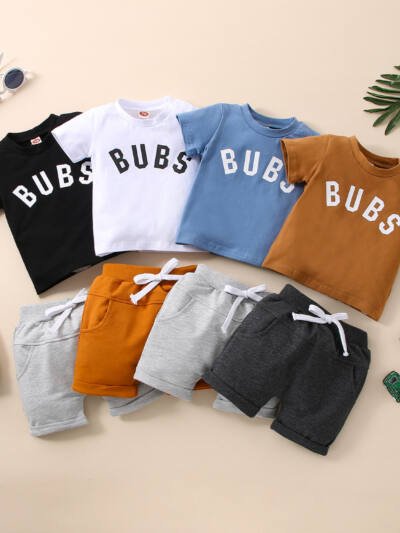 Short Sleeve Suit Boy Letter Printing
