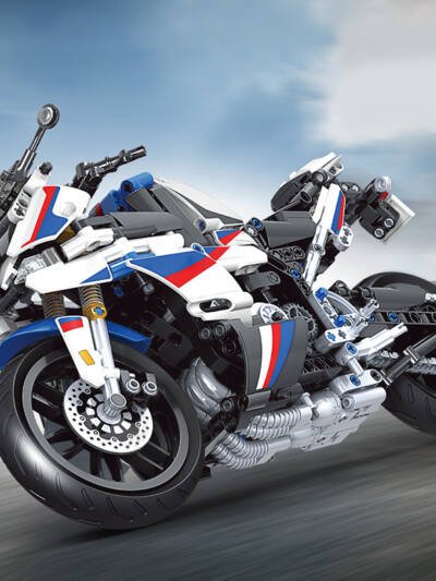 Retro Motorcycle Model Track Building Blocks Boys Toys