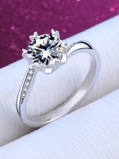 925 Silver Eight Hearts Eight Arrows D Color Mosang Stone Diamond Ring Female