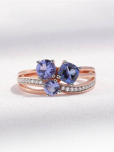 Sterling Silver Tan Sang Rose Gold Color Separation Plating Ring