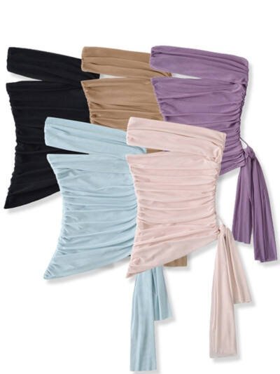 Korean-style Off-shoulder Mesh Top With An Irregular Hem And No Sleeves