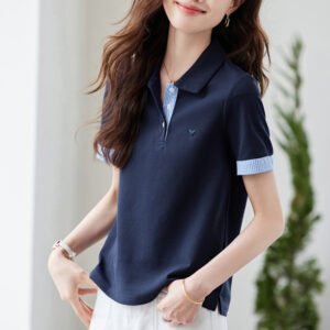 Women's American-style Faux Two-piece Off-shoulder Short-sleeve T-shirt