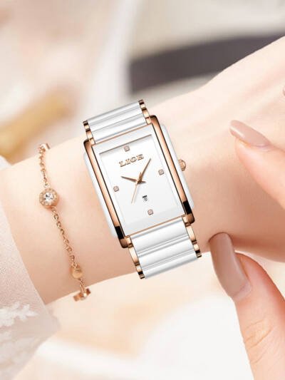 Fashion Ceramic Stainless Steel Couple Watches Quartz Watch