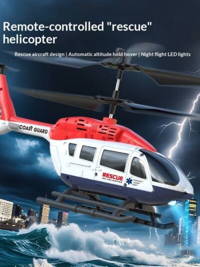 Remote-Controlled, Drop-Resistant Fire Rescue Helicopter Model Toy