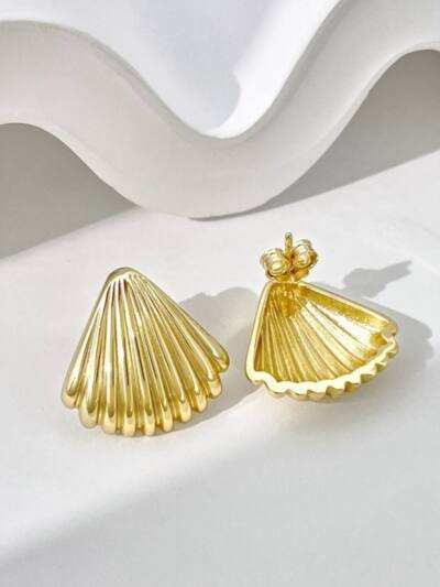 S925 Sterling Silver Stud Earrings For Women Niche Design Shell