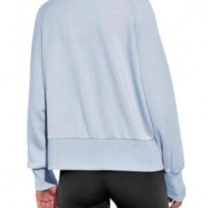 Fisoew Women's Zip Up Sweatshirt Collared Neck Long Sleeve Loose Casual Lightweight Jacket With Pockets