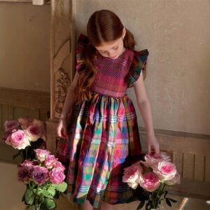 Summer Girls' Retro Plaid Sleeveless Dress