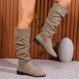 Plus Size Casual Suede Chunky Heel Boots