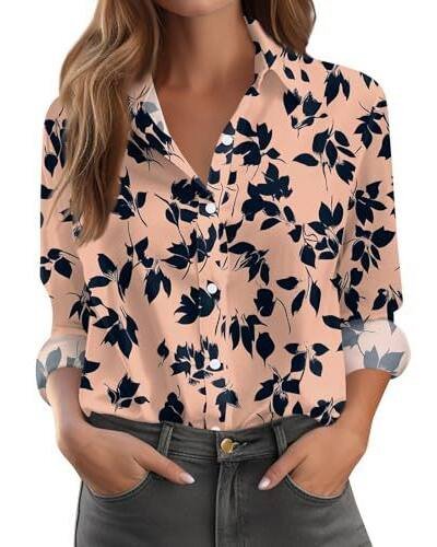 Womens Floral Polka-Dot Bush Print Long-Sleeve Shirt
