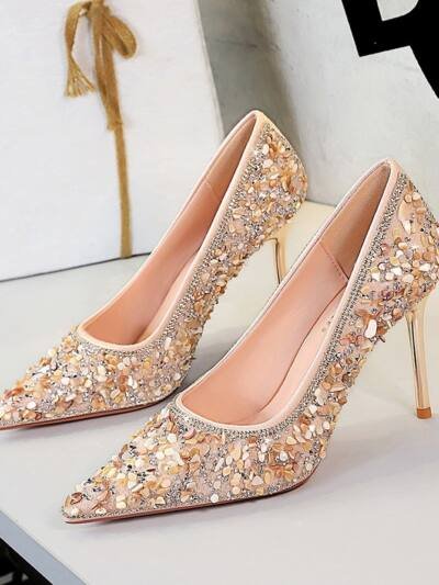 Versatile Rhinestone Wedding  Xiuhe-style Bridal Shoes