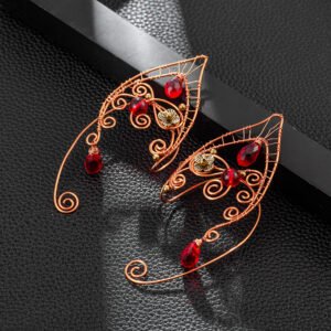 New Retro Original Red Beads European And American Non-piercing Earrings