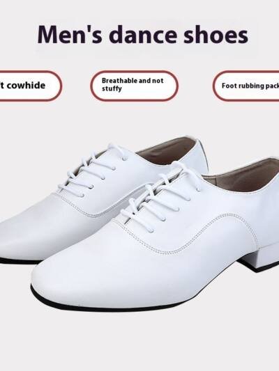Men's Cowhide Modern Dancing Shoes Soft Bottom