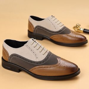 Plus Size Male Brogue Pointed Casual Leather Shoes