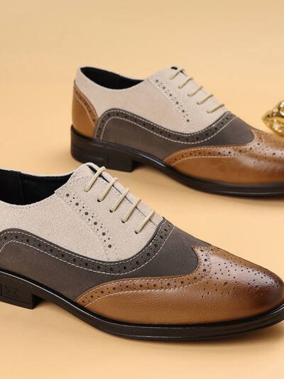 Plus Size Male Brogue Pointed Casual Leather Shoes