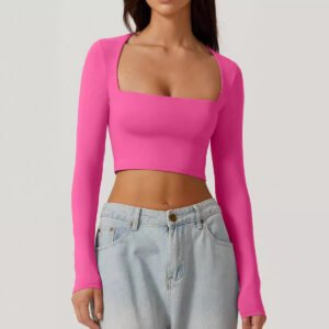 Slimming Base Top With A Square Neckline And A Cropped Design