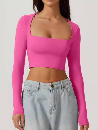 Slimming Base Top With A Square Neckline And A Cropped Design