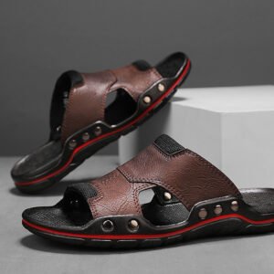 Non-slip Deodorant Men's Sandals Genuine Leather Outdoor Flip Flops