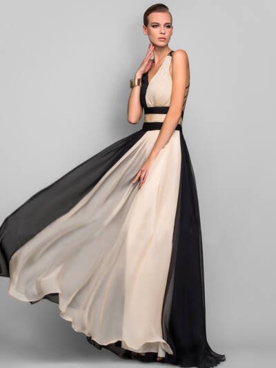 European and American fashion V-neck backless color dress skirt long dress
