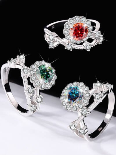 Moissanite Ring Women's Sterling Silver Platinum Niche