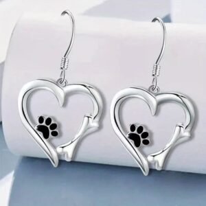 8-shaped Pendant Epoxy Bear Claw 925 Silver Earrings