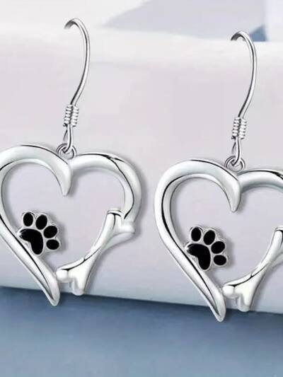 8-shaped Pendant Epoxy Bear Claw 925 Silver Earrings
