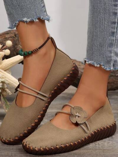 Retro Lightweight Womens Breathable Round-toe Shoes With Soft Soles