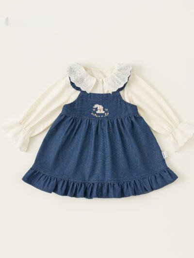 Children's Clothing Spring Long Sleeve Shirt Denim Skirt Suit