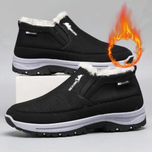 Mens Snow Boots With Non Slip Soles Fleece Lined Thick And Warm Cotton Shoes