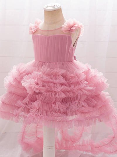 New Children's Sleeveless Mesh Long Dress