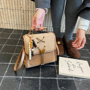 Textured Crossbody Commuter Backpack For Students