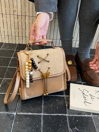 Textured Crossbody Commuter Backpack For Students